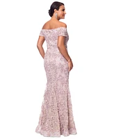 Xscape Women's Off-The-Shoulder Soutache Lace Gown