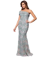 Xscape Women's One-Shoulder Soutache Lace Gown