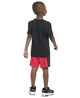 adidas Toddler & Little Boys Short-Sleeve Graphic T-Shirt 3-Stripe Shorts, 2 Piece Set