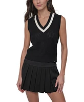 Dkny Sport Women's Open-Knit Sleeveless V-Neck Sweater