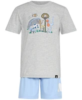 adidas Toddler & Little Boys Short-Sleeve Heather T-Shirt Elastic-Waistband Logo Shorts, 2 Piece Set