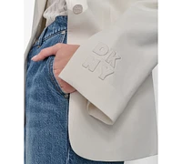 Dkny Women's Notch-Collar Split-Cuff Logo-Patch Jacket