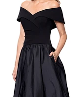 Xscape Women's Mixed-Media Bubble-Hem Fit & Flare Dress