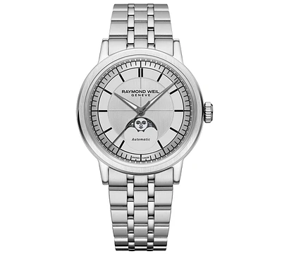 Raymond Weil Men's Swiss Automatic Millesime Moon Phase Stainless Steel Bracelet Watch 40mm