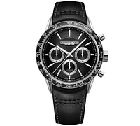 Raymond Weil Men's Swiss Automatic Chronograph Freelancer Black Leather Strap Watch 44mm