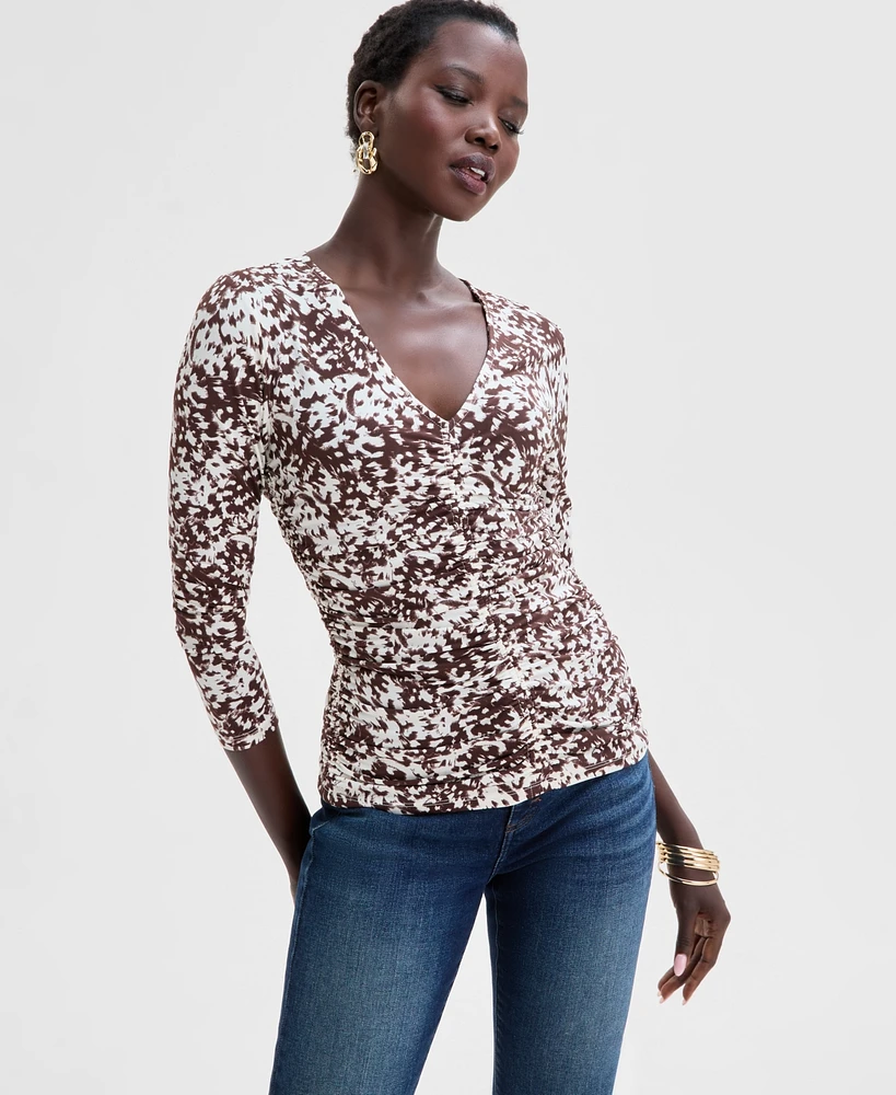 I.n.c. International Concepts Women's Ruched-Front Top, Exclusively at Macy's