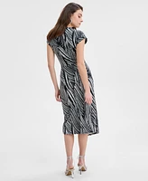 I.n.c. International Concepts Women's Printed Cotton O-Ring Wrap Dress, Exclusively at Macy's