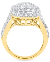 Forever Grown Diamonds Lab Diamond Halo Cluster Ring (2 ct. t.w.) Sterling Silver or 14K Gold-Plated