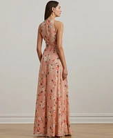 Lauren Ralph Women's Floral Ruffle-Trim Georgette Gown