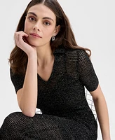 I.n.c. International Concepts Women's Pointelle Collared Sweater Dress, Exclusively at Macy's