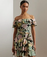 Lauren Ralph Women's Floral Off-the-Shoulder Cocktail Dress
