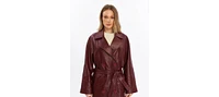 Furniq Uk Women's Leather Trench Coat