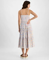 Self Esteem Juniors' Floral Lace-Up Sweetheart Midi Dress