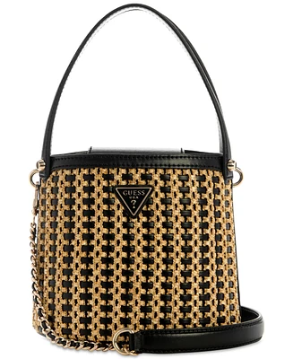 Guess Atalia Mini Raffia Crossbody Bucket Bag