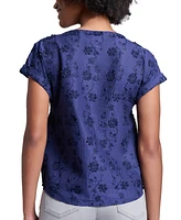 Jones New York Women's Cotton Floral-Eyelet Crewneck Top