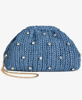 On 34th Crochet Small Woven Clutch Crossbody with Rhinestones, Exclusively at Macy's