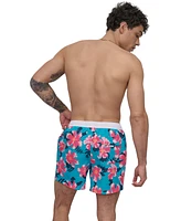 Dkny Men's Modern Euro Floral Print Performance 5" Volley Shorts