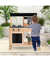 Mud Kitchen Playset for Kids Outdoor Play Kitchen with 2 Removable Sinks