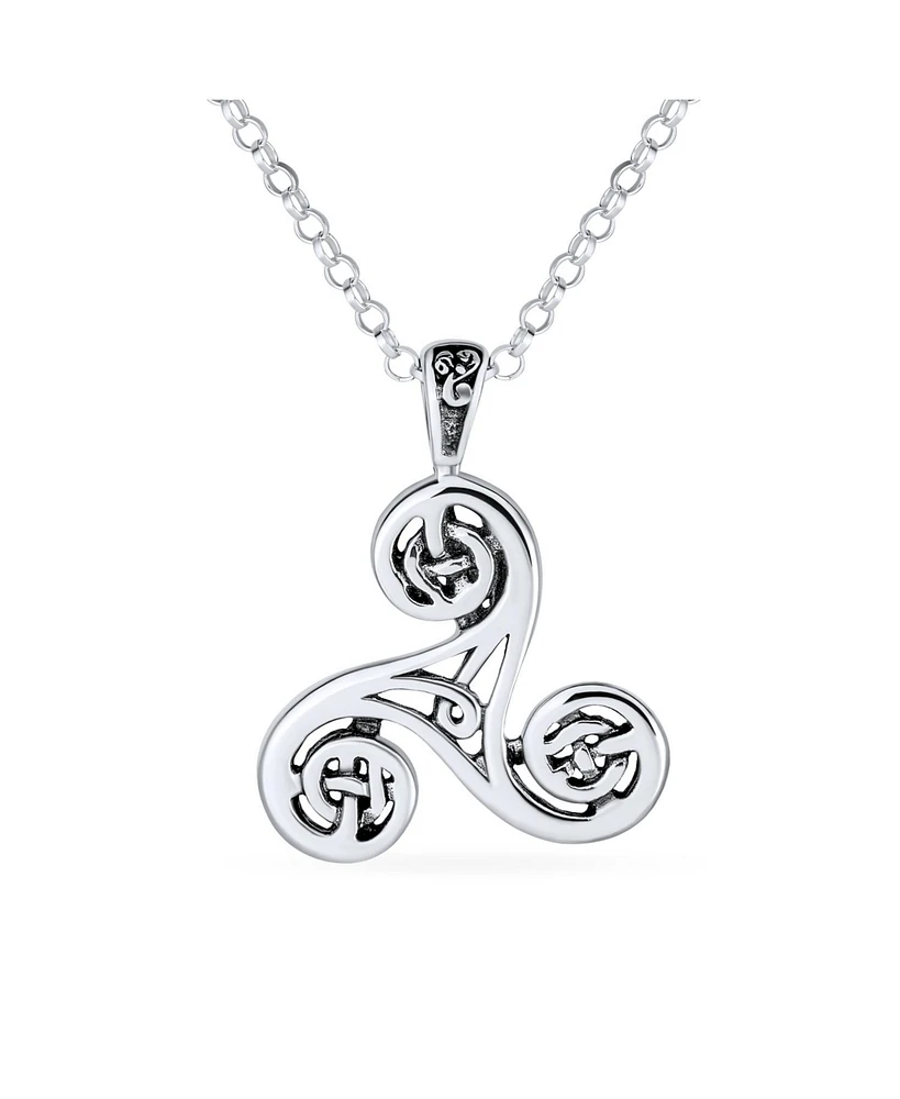 Bling Jewelry Ancient Celtic Triquetra Spiral Knot Triskele Pendant Necklace Sterling Silver