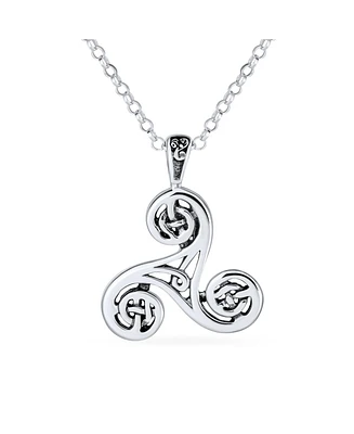 Bling Jewelry Ancient Celtic Triquetra Spiral Knot Triskele Pendant Necklace Sterling Silver