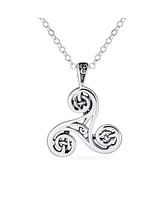Bling Jewelry Ancient Celtic Triquetra Spiral Knot Triskele Pendant Necklace Sterling Silver