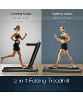 2-in-1 Folding Treadmill with Dual Led Display Compact and Versatile Walking/Running Machine for Home Fitness