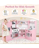 Corner Kids Play Kitchen with Washing Machine & Ice Maker Perfect Gift for Creative