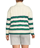 Lands' End Women's Plus Drifter Cable Quarter Zip Sweater