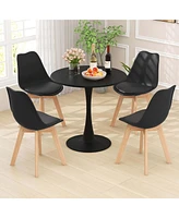 5 Pcs Dining Set Modern Round Dining Table 4 Chairs for Small Space Kitchen