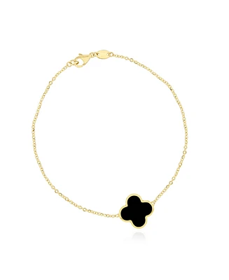 The Lovery Onyx Single Clover Bracelet 14K Gold