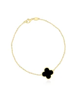 The Lovery Onyx Single Clover Bracelet 14K Gold