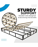 Boyd Sleep King Size 2-in-1 Metal Mattress Foundation & Bed Frame with Roll-Out Slats, Easy Assembly, Removable Legs, Heavy Duty Support, Headboard Br