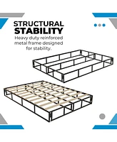Boyd Sleep Full Size 2-in-1 Metal Mattress Foundation & Bed Frame with Roll-Out Slats, Easy Assembly, Removable Legs, Heavy Duty Support, Headboard Br