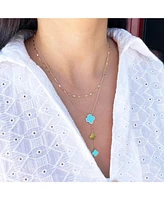 The Lovery Turquoise Clover Lariat Necklace 14K Gold