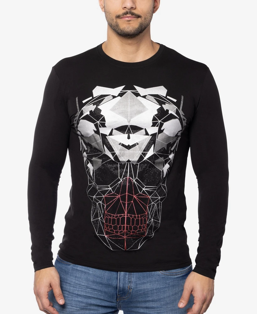 Men's Geometric Skull Rhinestone Graphic Long Sleeves T-Shirts