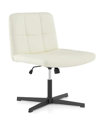 Upholstered Cross-Legged Office Chair with Oversized U-Shaped Seat Comfortable and Stylish Desk