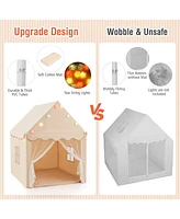 Kids Playhouse Tent with Star Lights & Play Mat Cozy Indoor Fun for Children