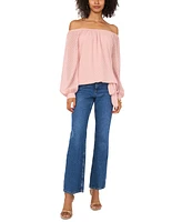 Vince Camuto Women's Textured Off-The-Shoulder Long-Sleeve Tie-Front Blouse
