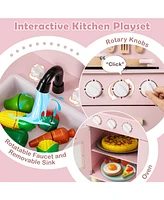 Kids Kitchen Playset with Cooking Accessories & Storage Interactive Toy for Toddlers