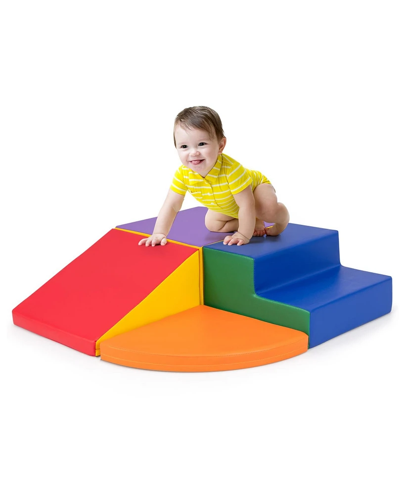 4-Piece Climb and Crawl Foam Block Play Set Safe and Soft Playground for Infants and Babies