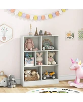 7-Cube Bookcase for Kids 41" Wooden Toy Storage Organizer Freestanding Bookshelf