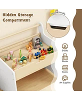 3 In 1 Kids Wood Table and Chair Set with Detachable Tabletop Hidden Storage Paper