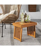 Patio Foldable Side Table with Slatted Tabletop Convenient and Stylish for Backyard and Outdoor Spaces