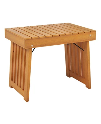 Patio Foldable Side Table with Slatted Tabletop Convenient and Stylish for Backyard and Outdoor Spaces