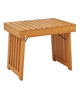 Patio Foldable Side Table with Slatted Tabletop Convenient and Stylish for Backyard and Outdoor Spaces