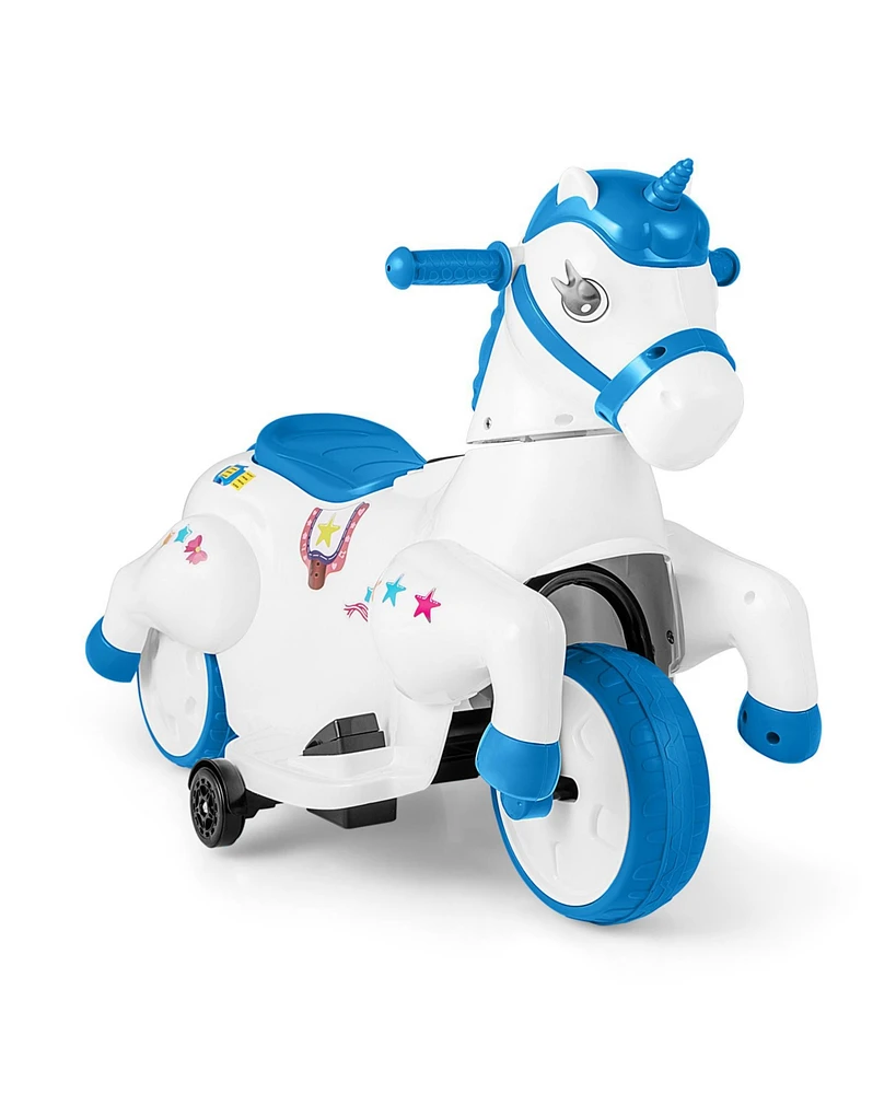 12V Unicorn Ride on Toy with Training Wheels and Horse Riding Mode