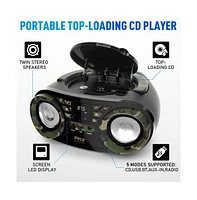 Pyle Portable Cd Player Boombox with Am/Fm Stereo and Bluetooth