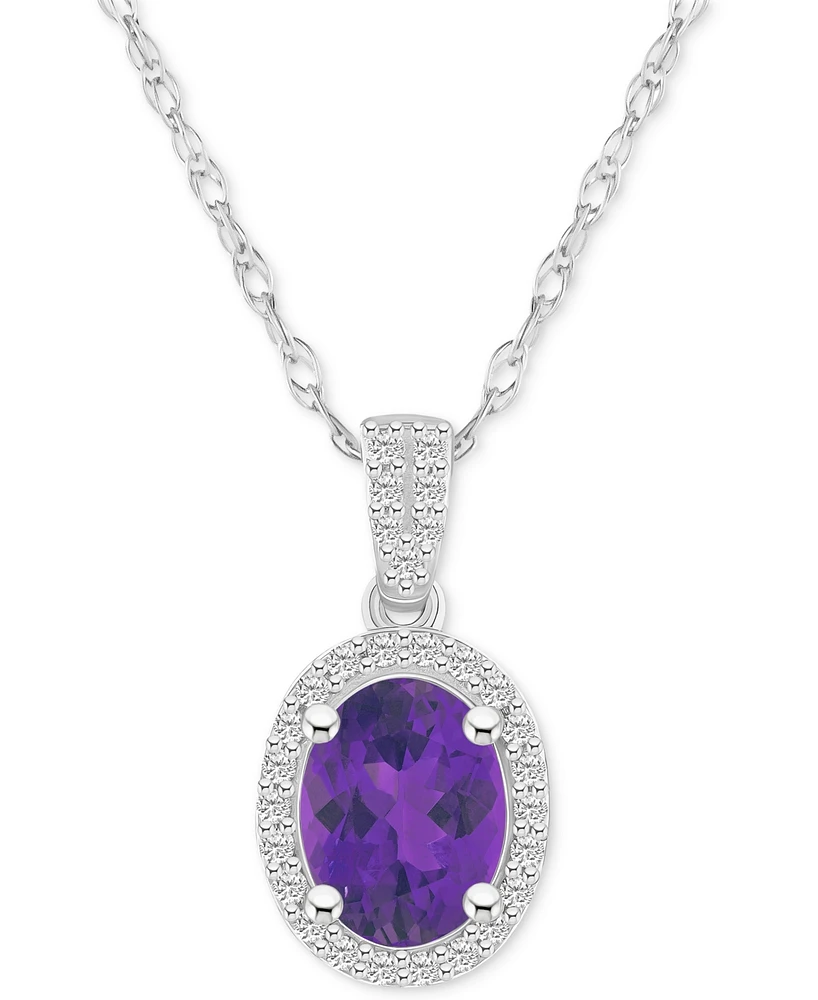 Lab-Created Emerald (1 ct. t.w.) & Lab Created White Sapphire (1/6 Oval Pendant Necklace 10k Gold
