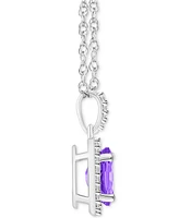 Lab-Created Emerald (1 ct. t.w.) & Lab Created White Sapphire (1/6 Oval Pendant Necklace 10k Gold
