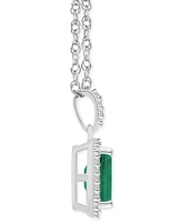 Blue Topaz (2 ct. t.w.) & Lab Created White Sapphire (1/5 Rectangle Pendant Necklace 10k Yellow Gold